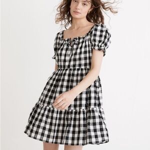Madewell Square-Neck Tiered Mini Dress
